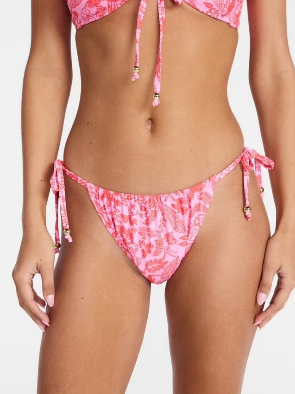 No Boundaries Pink Floral Tie-Side Bikini Bottom Only